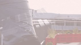 Animation of data processing over caucasian man using smartphone. Global business, finance, computing and data processing concept digitally generated video. - Powered by Shutterstock - Get 15% off with code: PIKWIZARD15