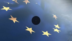 Animation of network of connections with icons and moon over flag of eu. Global business, patriotism and digital interface concept digitally generated video. - Powered by Shutterstock - Get 15% off with code: PIKWIZARD15