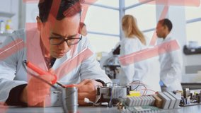 Animation of dna strand and scientific data processing over diverse scientists in laboratory. Global science, connections, computing and data processing concept digitally generated video. - Powered by Shutterstock - Get 15% off with code: PIKWIZARD15