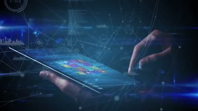 Animation of data processing over caucasian businessman using tablet. global business and digital interface concept digitally generated video. - Powered by Shutterstock - Get 15% off with code: PIKWIZARD15