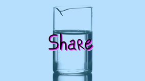 Animation of tap here over syringe with reagent falling on blue background. science, chemistry, experiments, communication and digital interface concept digitally generated video. - Powered by Shutterstock - Get 15% off with code: PIKWIZARD15