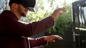 Animation of clock over caucasian businessman wearing vr headset. global data processing, connections, digital interface and data processing concept digitally generated video. - Powered by Shutterstock - Get 15% off with code: PIKWIZARD15