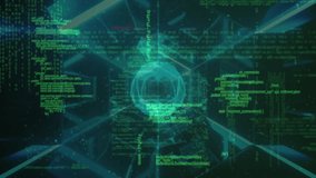 Digital animation of data processing over hexagonal glowing tunnel against black background. Global networking and technology concept - Powered by Shutterstock - Get 15% off with code: PIKWIZARD15