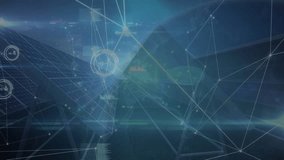 Animation of network of connections over solar panels. Green energy, eco power and technology concept digitally generated video. - Powered by Shutterstock - Get 15% off with code: PIKWIZARD15