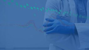 Mid section of caucasian businesswoman digital tablet holding digital tablet against blue background. Security data processing sport and competition concept digitally generated image. - Powered by Shutterstock - Get 15% off with code: PIKWIZARD15