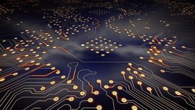 Animation of computer circuit board with globe and data processing on black background. Global technology, computing and digital interface concept digitally generated video. - Powered by Shutterstock - Get 15% off with code: PIKWIZARD15