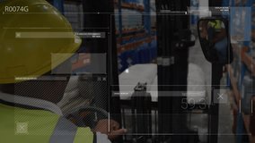 Animation of network of connections over man falling on animation in warehouse. Global connections business and technology concept digitally generated video. - Powered by Shutterstock - Get 15% off with code: PIKWIZARD15