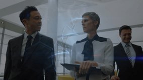 Animation of dna strand and network of connections over business people in office. Global business, finance, connections, networks and data processing concept digitally generated video. - Powered by Shutterstock - Get 15% off with code: PIKWIZARD15