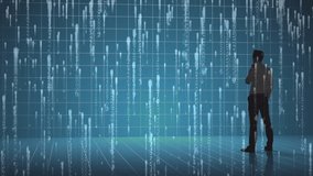 Animation of data processing over world map and businessman silhouette. Global finances, business and digital interface concept digitally generated video. - Powered by Shutterstock - Get 15% off with code: PIKWIZARD15