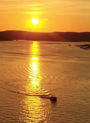 Sunset over the river on a quiet evening