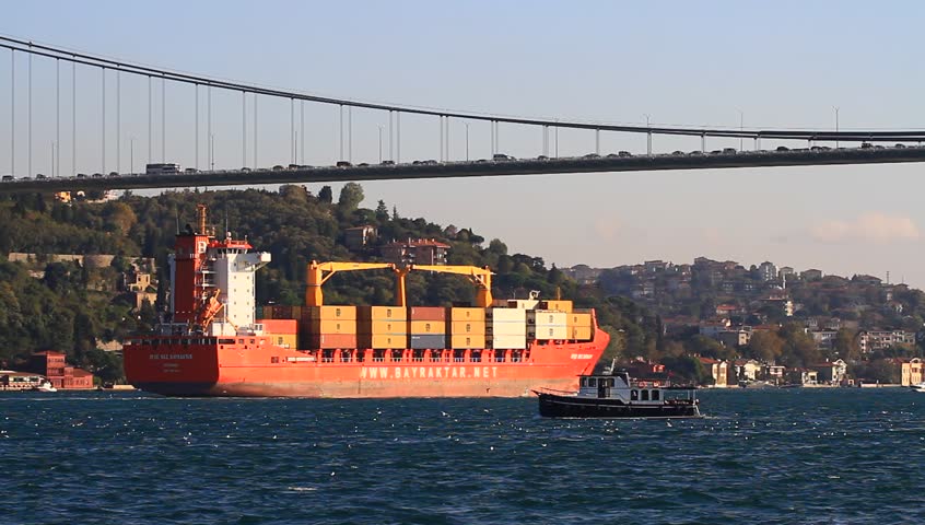 ISTANBUL - OCT 26: Cargo Ship AYSE NAZ BAYRAKTAR (IMO: 9397420, Turkey) on Oct