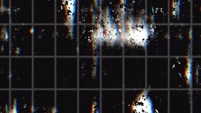 Retro VHS overlay grey grid pattern with scattered colorful chromatic aberration glitch artifacts - Powered by Shutterstock - Get 15% off with code: PIKWIZARD15