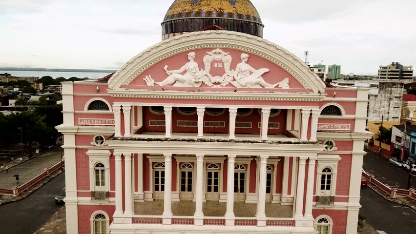Amazonas Theater At Manaus Amazonas Brazil. Famous Building Tower Offices. Infrastructure Skyline Metropolitan Amazing. Cityscape Metropolitan Business Center Business. High quality 4k footage