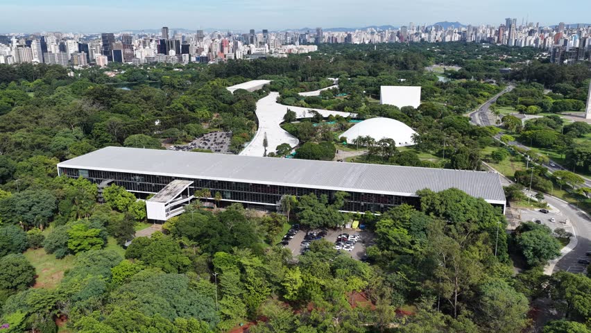 Ibirapuera Park In Sao Paulo Brazil. Recreation Park. Highrise Buildings. Beautiful Skyline. Ibirapuera Park In Sao Paulo Brazil. Wonders Of Sao Paulo Landmark. Recreation Park.