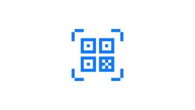 8-bit pixel art blue qr code icon. looped animation 4k 30fps - Powered by Shutterstock - Get 15% off with code: PIKWIZARD15