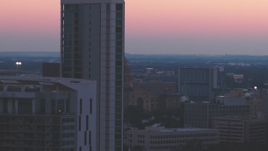 4k drone footage of the State Capital in downtown Austin
