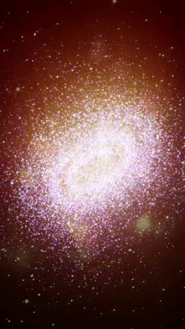 Dynamic zoom into glowing galaxy with bright core