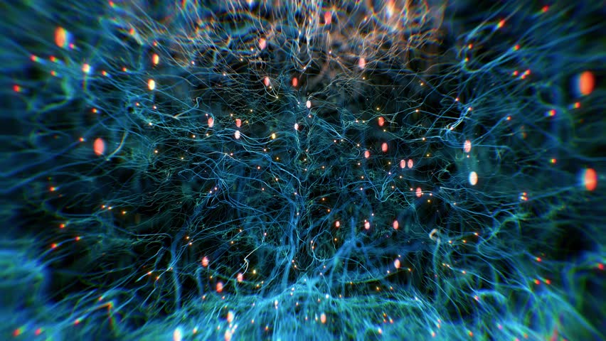 Active Neurons Inside Brain Representing Animation Learning Signals. Abstract Visualization of 3d Advanced Technology In Science Human Medicine Artificial Intelligence and HUD Cognitive Research 4k