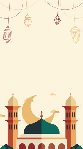 Islamic background vertical animated video footage with copy space, lantern and mosque. Suitable for ramadan kareem, eid Al Adha, eid al fitr, eid mubarak and islamic new year celebration background