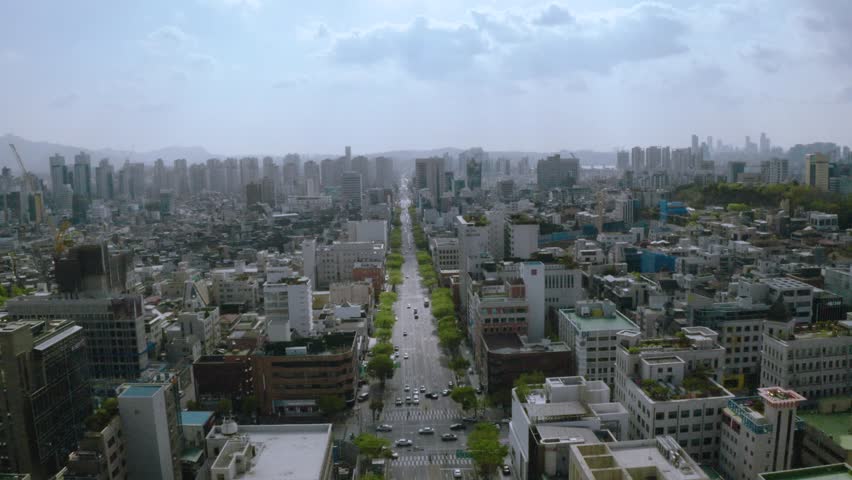 A panoramic view of Gangnam-gu, downtown Seoul, Korea