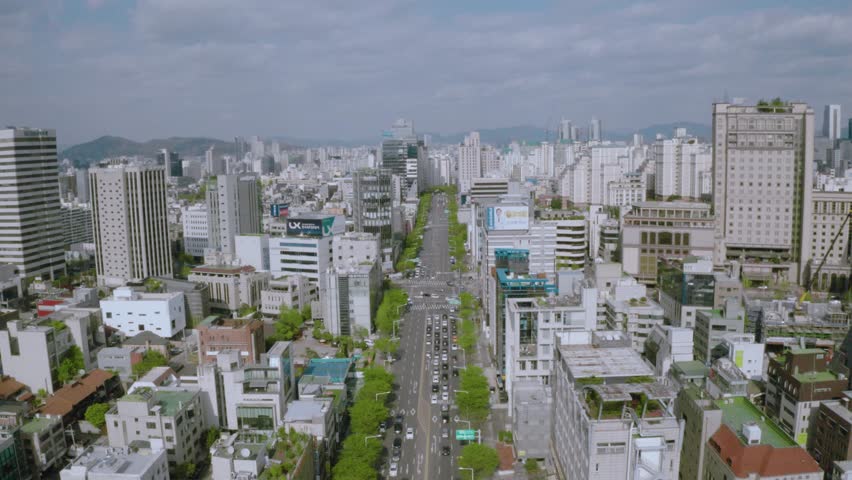 A panoramic view of Gangnam-gu, downtown Seoul, Korea