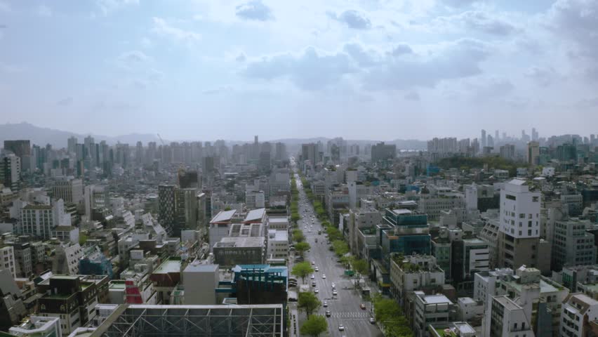 A panoramic view of Gangnam-gu, downtown Seoul, Korea