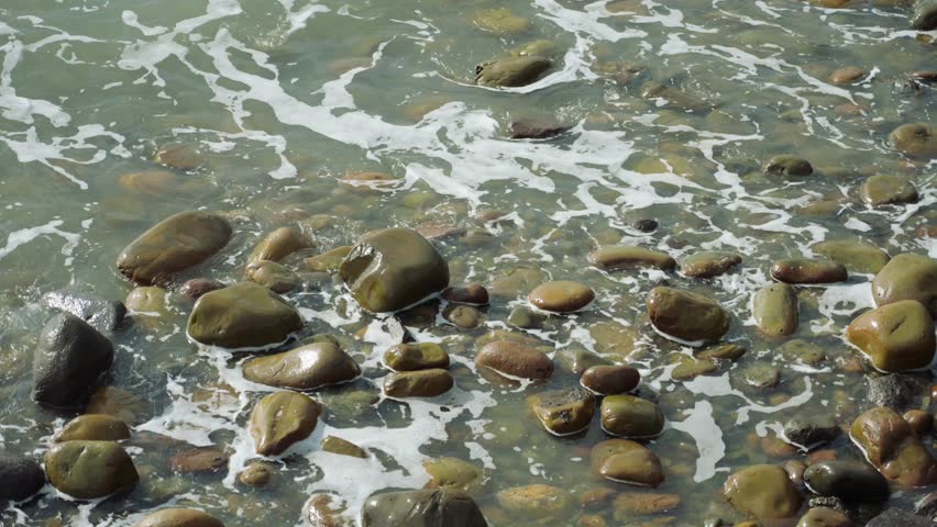 Ocean waves hitting rocky shore