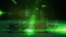 Animation of binary coding and data processing over casino chips. global business, finance, gambling and data processing concept digitally generated video. - Powered by Shutterstock - Get 15% off with code: PIKWIZARD15