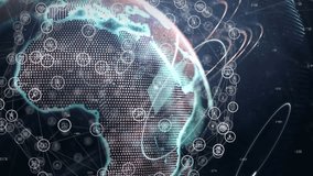 Animation of network of connections and 5g over globe on black background. global connections, network and technology concept digitally generated video. - Powered by Shutterstock - Get 15% off with code: PIKWIZARD15