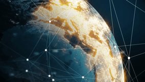 Animation of network of connections and scope scanning over blue background. Global digital interface technology and networking concept digitally generated video. - Powered by Shutterstock - Get 15% off with code: PIKWIZARD15