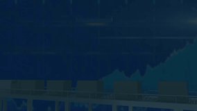 Animation of start text with statistics and data processing over boxes on conveyor belt. Video game, business, digital interface and data processing concept digitally generated video. - Powered by Shutterstock - Get 15% off with code: PIKWIZARD15