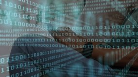 Animation of looping binary codes, lens flare over asian man using smartphone at home. Digital composite, multiple exposure, coding, machine learning, illuminated and technology concept. - Powered by Shutterstock - Get 15% off with code: PIKWIZARD15