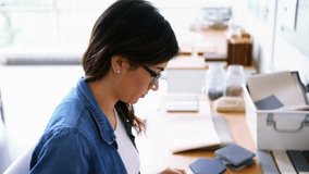 Animation of network of connections with people icons over caucasian businesswoman in office. Global business, connections, computing and data processing concept digitally generated video. - Powered by Shutterstock - Get 15% off with code: PIKWIZARD15
