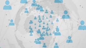 Network of blue user icons and connections animation over world map background. Networking, global, digital, communication, internet, technology - Powered by Shutterstock - Get 15% off with code: PIKWIZARD15