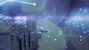 Animation of network of connections over hands of lab worker with sample. medicine, science, connections and technology concept digitally generated video. - Powered by Shutterstock - Get 15% off with code: PIKWIZARD15