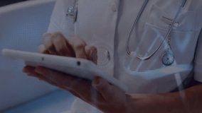 Animation of caucasian female doctor using tablet over data processing. global medicine and digital interface concept digitally generated video. - Powered by Shutterstock - Get 15% off with code: PIKWIZARD15