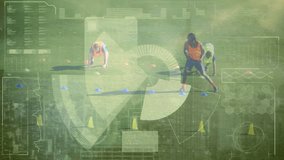 Animation of data processing over diverse male soccer players on sports field. professional soccer training, sport, data processing and digital interface concept digitally generated video. - Powered by Shutterstock - Get 15% off with code: PIKWIZARD15