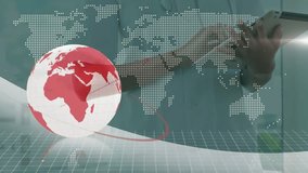 Animation of globe and data processing over business colleagues embracing in office. Global business networks connections and digital interface concept digitally generated video. - Powered by Shutterstock - Get 15% off with code: PIKWIZARD15