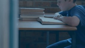 Animation of network of connections over schoolboy writing. Global education digital interface technology and networking concept digitally generated video. - Powered by Shutterstock - Get 15% off with code: PIKWIZARD15