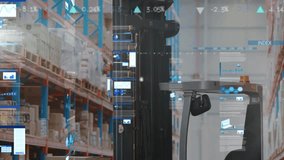 Animation of data processing over warehouse. Global business and digital interface concept digitally generated video. - Powered by Shutterstock - Get 15% off with code: PIKWIZARD15