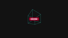 A semi-transparent, rotating holographic cube with a 'Subscribe' button visible inside. This futuristic animation is perfect for technology and sci-fi themed content. - Powered by Shutterstock - Get 15% off with code: PIKWIZARD15