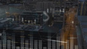 Animation of data processing and mathematical equations over cityscape. Global business, technology and digital interface concept digitally generated video. - Powered by Shutterstock - Get 15% off with code: PIKWIZARD15