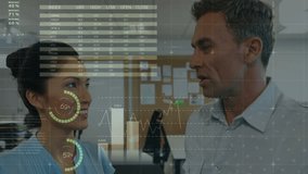 Animation of financial data processing over diverse business people. Global business, finances and digital interface concept digitally generated video. - Powered by Shutterstock - Get 15% off with code: PIKWIZARD15