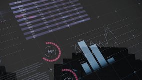 Animation of financial data processing over cityscape. Global business, finances, computing and data processing concept digitally generated video. - Powered by Shutterstock - Get 15% off with code: PIKWIZARD15