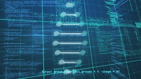 Animation of dna structure and computer coding grid pattern in background. Data, networking, coding, science, connection, computer. - Powered by Shutterstock - Get 15% off with code: PIKWIZARD15