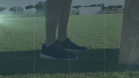 Animation of medical data processing against low section of athlete jumping on plyometric box. Sports and medical research technology concept - Powered by Shutterstock - Get 15% off with code: PIKWIZARD15