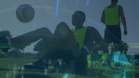 Animation of data processing over diverse male soccer players. Global sport and digital interface concept digitally generated video. - Powered by Shutterstock - Get 15% off with code: PIKWIZARD15