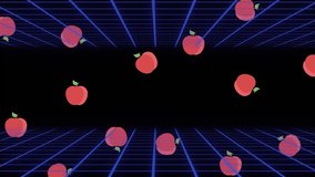 Animation of start text over apple icons and lines on black background. Global social media and digital interface concept digitally generated video. - Powered by Shutterstock - Get 15% off with code: PIKWIZARD15