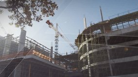 Animation of interface with data processing against construction site. Computer interface and architecture business technology concept - Powered by Shutterstock - Get 15% off with code: PIKWIZARD15