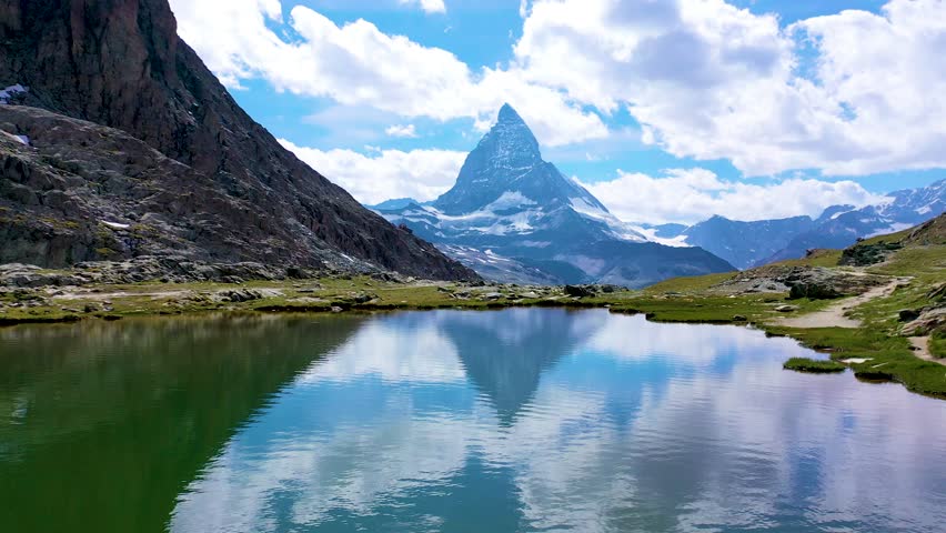 Matterhorn mountain with reflection on lake 